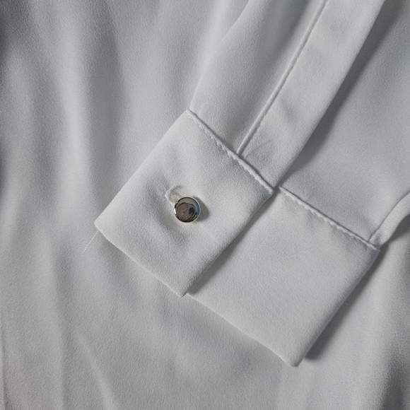 ZARA White Blouse Gold Trim details Button up Western Coastal XS NWT - Picture 7 of 10